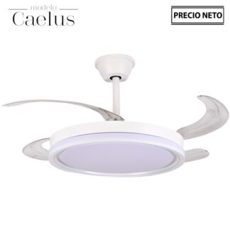 Ventilador Techo C/luz Caelus Blanco 4 Aspas Retráctiles Ø106x36-53cm Lámpara:ø45cm