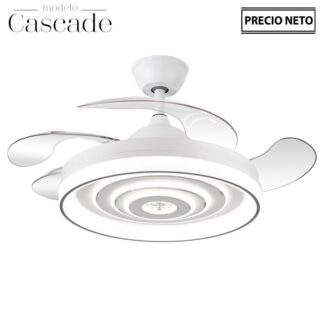Ventilador Techo C/luz Cascade Blanco 4 Aspas Retráctiles Ø107x34-49cm Lámpara:ø50cm