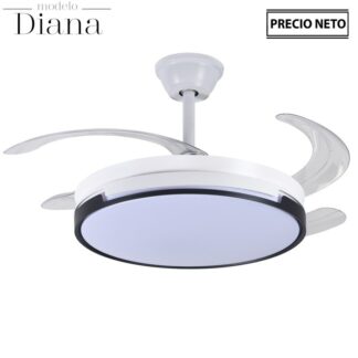 Ventilador Techo C/luz Diana Blanco 4 Aspas Retráctiles Ø106x36-53cm Lámpara:ø45cm