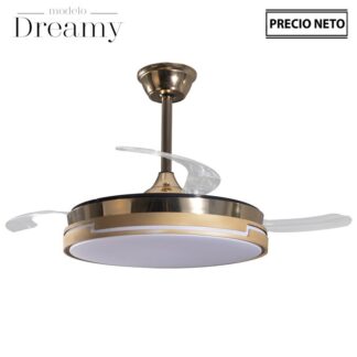 Ventilador Techo C/luz Dreamy Dorado 3 Aspas Retráctiles Ø106x36-53cm Lámpara:ø45cm