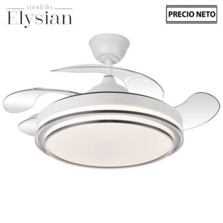 Ventilador Techo C/luz Elysian Blanco 4 Aspas Retráctiles Ø107x34-49cm Lámpara:ø50cm
