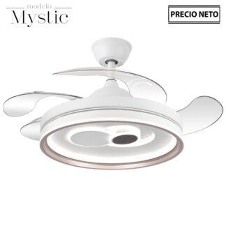 Ventilador Techo C/luz Mystic Blanco 4 Aspas Retráctiles Ø107x34-49cm Lámpara:ø50cm