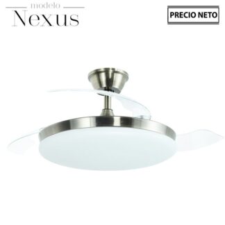 Ventilador Techo C/luz Nexus Cromado 3 Aspas Retráctiles Ø106x36-53cm Lámpara:ø45cm