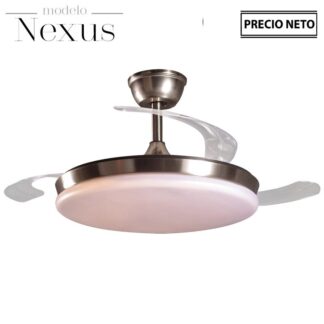 Ventilador Techo C/luz Nexus Cuero 3 Aspas Retráctiles Ø106x36-53cm Lámpara:ø45cm