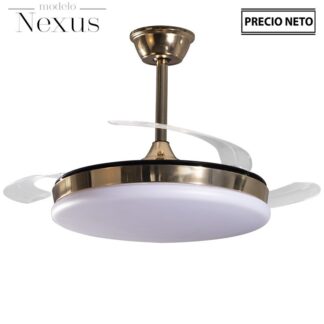 Ventilador Techo C/luz Nexus Dorado 3 Aspas Retráctiles Ø106x36-53cm Lámpara:ø45cm