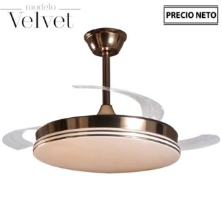Ventilador Techo C/luz Velvet Dorado 3 Aspas Retráctiles Ø106x36-53cm Lámpara:ø45cm