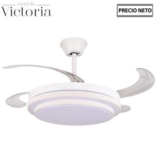 Ventilador Techo C/luz Victoria Blanco 4 Aspas Retráctiles Ø106x36-53cm Lámpara:ø45cm