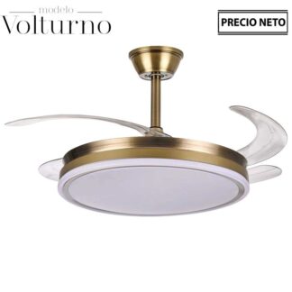 Ventilador Techo C/luz Volturno Bronce 4 Aspas Retráctiles Ø106x36-53cm Lámpara:ø45cm