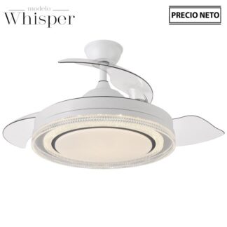 Ventilador Techo C/luz Whisper Blanco 3 Aspas Retráctiles Ø107x33-48cm Lámpara:ø50cm