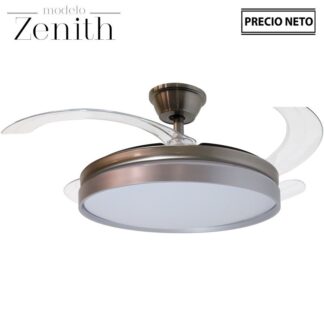 Ventilador Techo C/luz Zenith Plata Mate 3 Aspas Retráctiles Ø106x36-53cm Lámpara:ø45cm