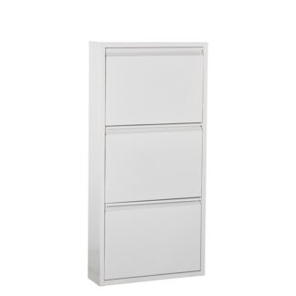 Zapatero Metal 3 Cajones Blanco Mate 50x15x103cm