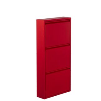 Zapatero Metal 3 Cajones Rojo Mate 50x15x103cm, Superf. Rugosa