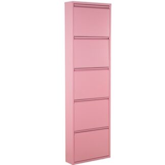 Zapatero Metal 5 Cajones Rosa Claro 50x15x170cm
