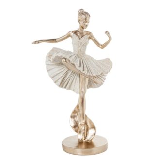 Figura Resina Bailarina Beige Arena/dorado 14x9x25cm