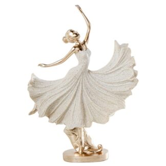 Figura Resina Bailarina Beige Arena/dorado 21,5x6,5x29cm