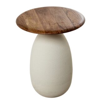 Mesa Auxiliar Base Ceramica Sobre Madera 40x40x50cm