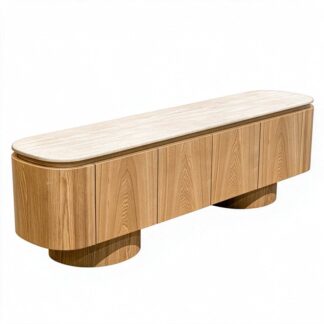 Mueble Tv Madera Sobre Cerámica Acabado Mármol 180x40x50cm