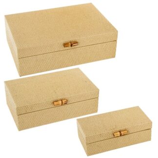 Set 3 Joyeros Ratán Color Miel Madera Md 30x20x10+25x15x8,5+20x10x7cm